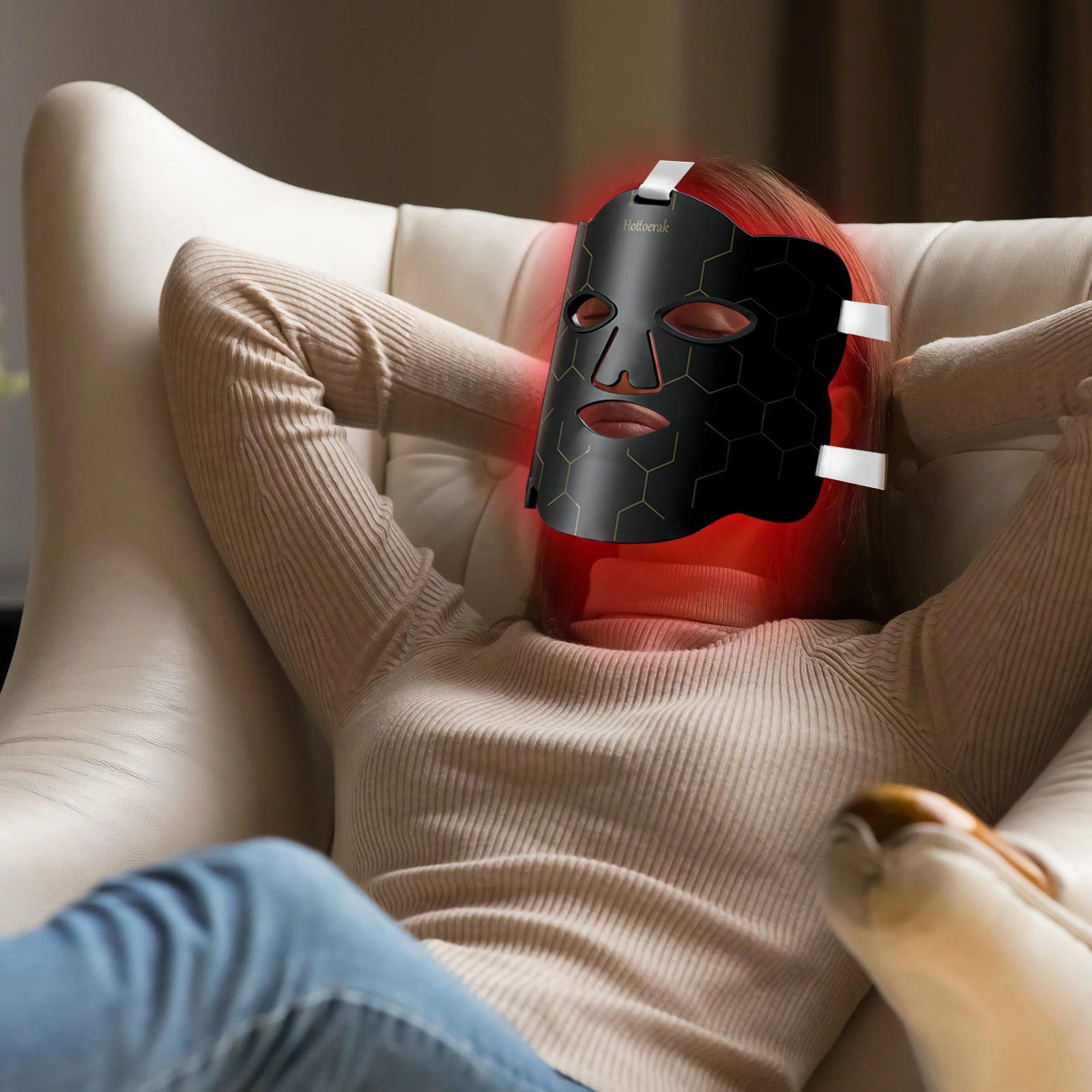 Máscara Facial LED de Silicona con Terapia de Luz Roja – Cuello y Rostro
