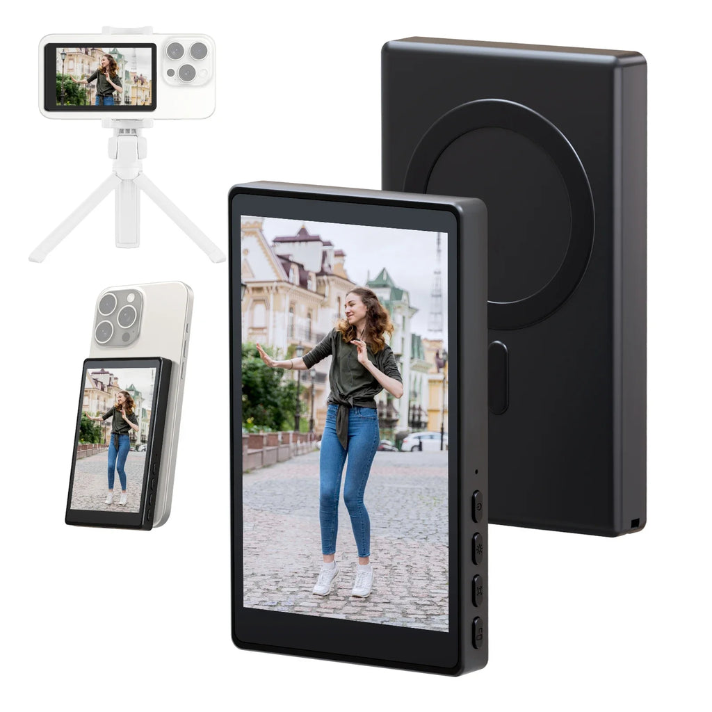 Monitor de Selfie Magnético Inalámbrico - Pantalla HD 4" para Cámara Trasera iPhone y Android