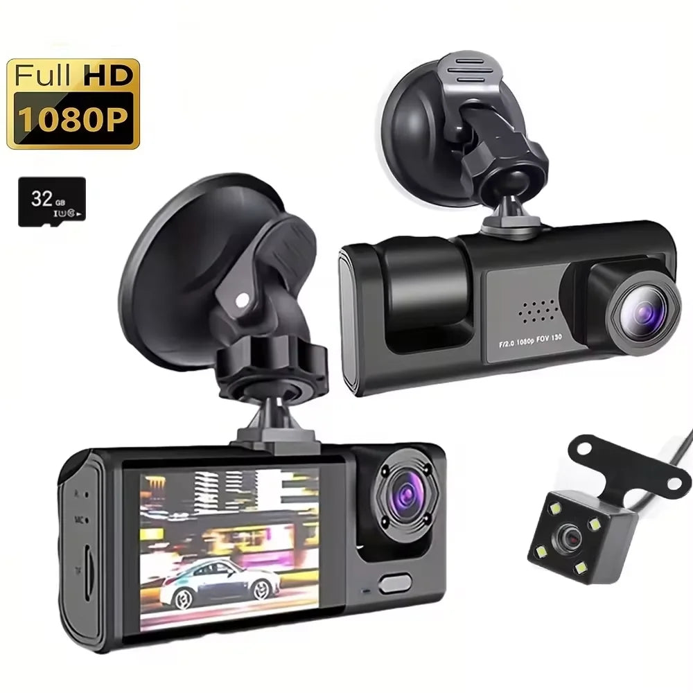 Dash Cam 3 Cámaras Full HD