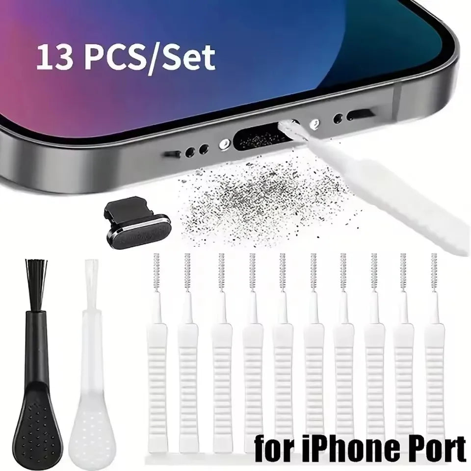 Kit de Limpieza para Celular - Cepillos y Tapón Antipolvo para iPhone, Samsung y Xiaomi