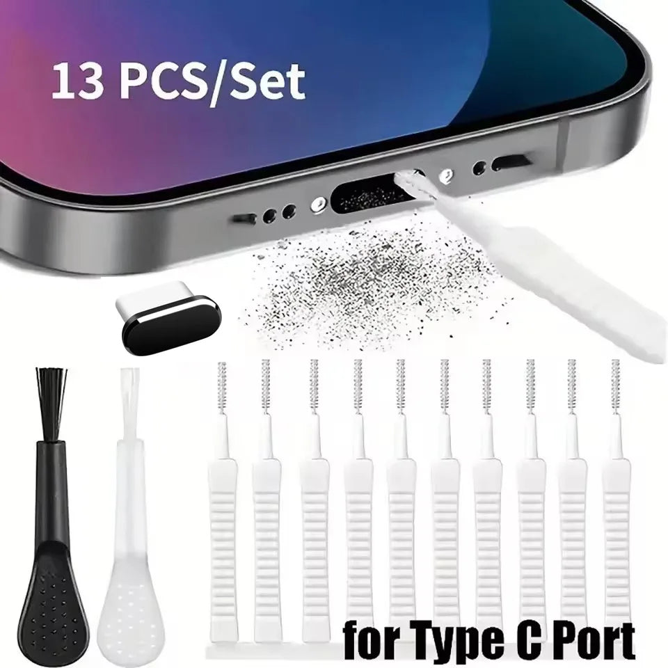 Kit de Limpieza para Celular - Cepillos y Tapón Antipolvo para iPhone, Samsung y Xiaomi